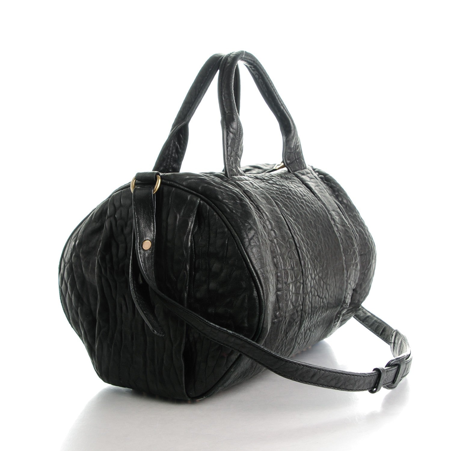 Alexander Wang Pebbled Lambskin Rocco Black Antique Brass Hardware 3 of 8