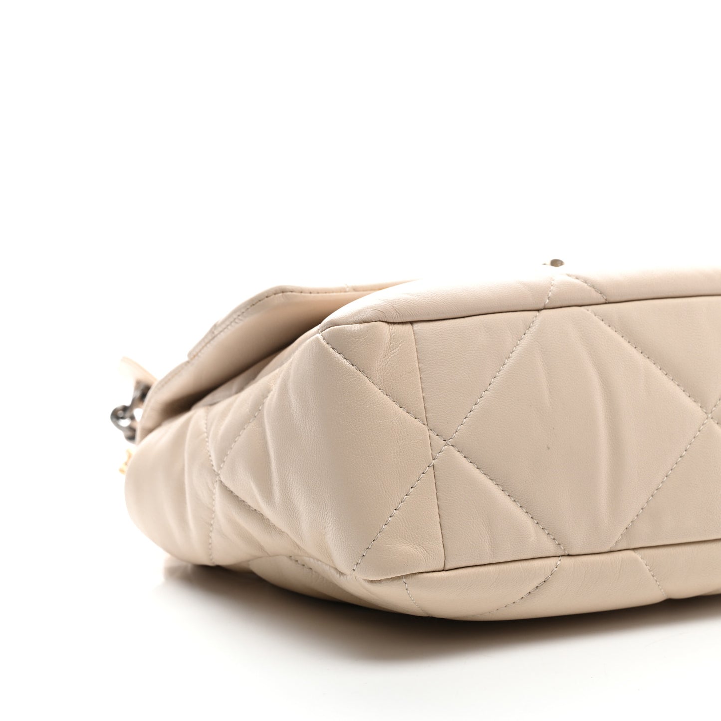Goatskin Quilted Large Chanel 19 Flap Beige