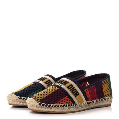 Christian Dior Canvas Embroidered Perforated Stripe Granville Espadrille 40.5 Multicolor 3 of 10
