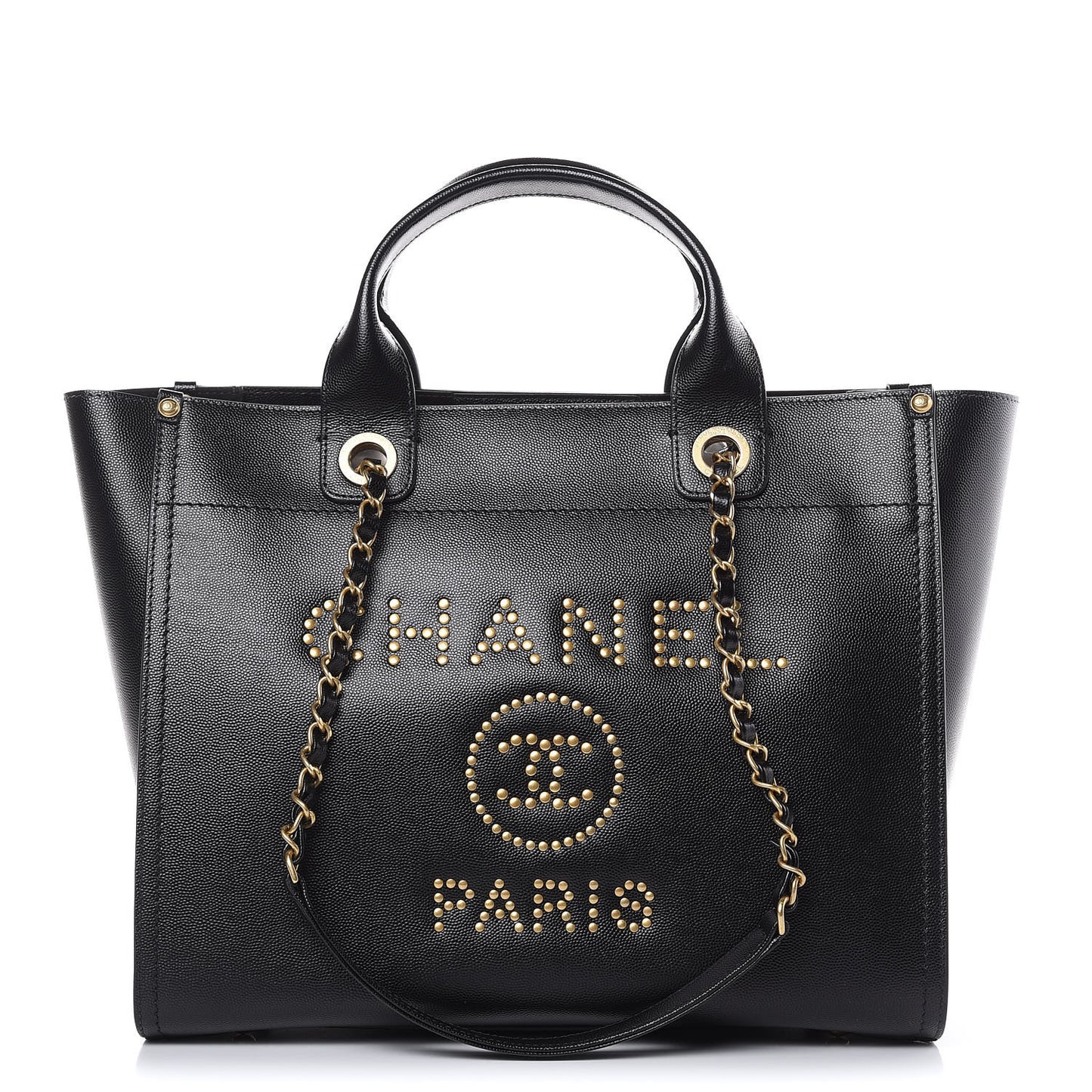 Caviar Small Studded Deauville Tote Black