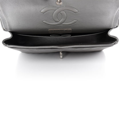 Chanel Metallic Caviar Chevron Quilted Medium Double Flap Silver 5 of 12