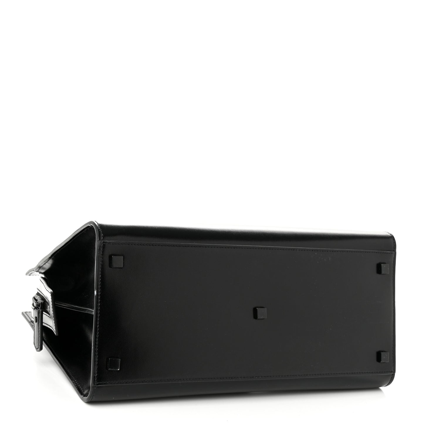 Shiny Calfskin Medium Uptown Tote Black