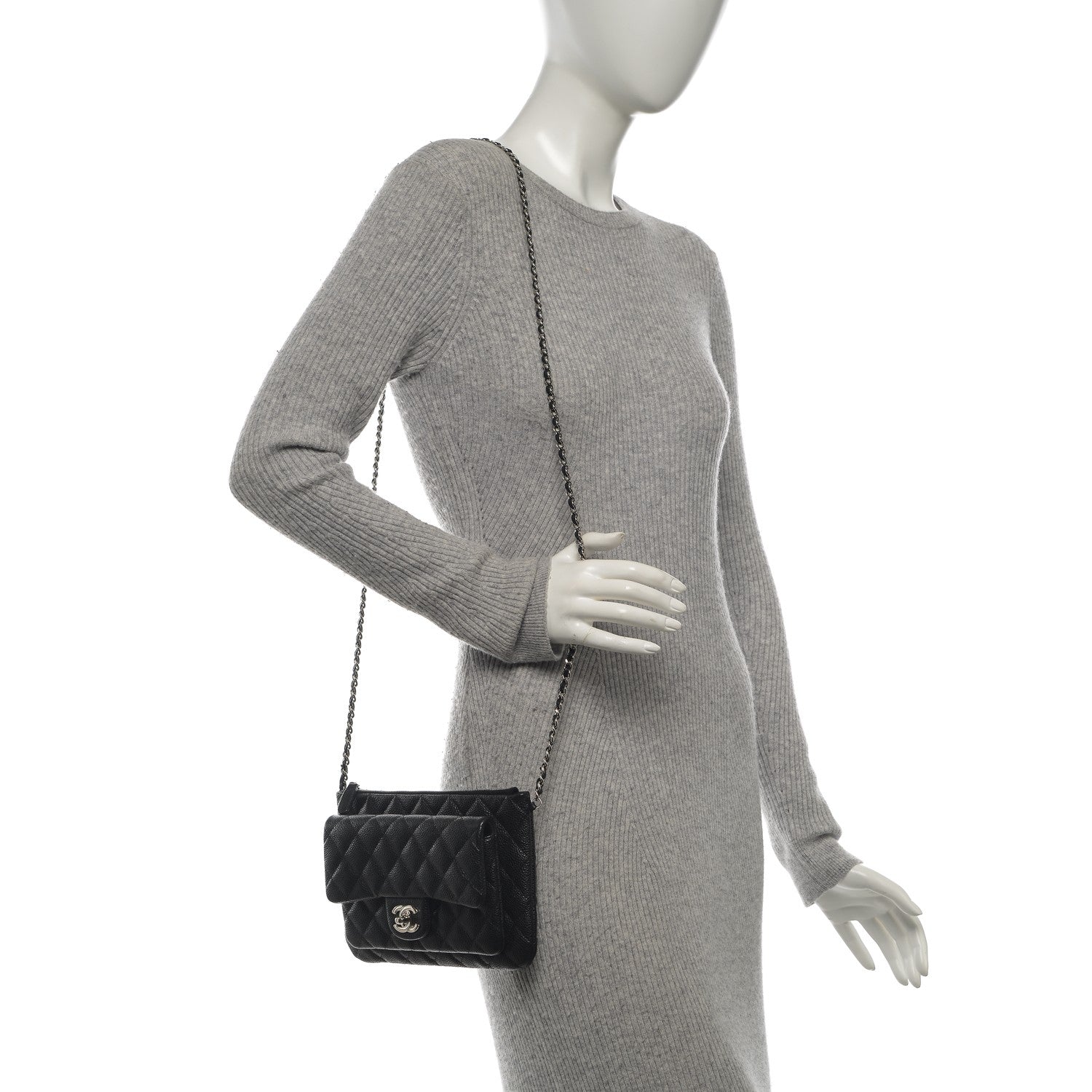 Chanel Caviar Quilted Daily Zip Crossbody Bag Black 2 of 7
