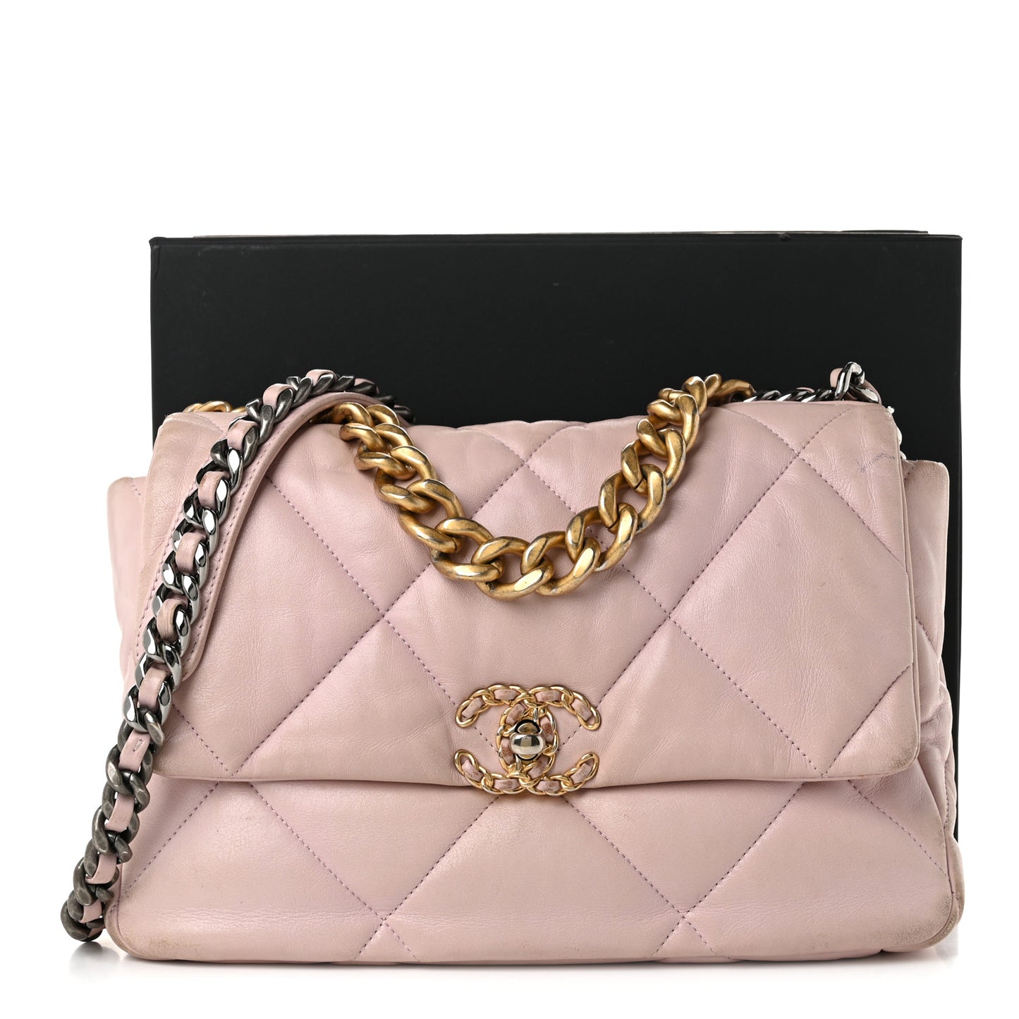 Lambskin Quilted Large Chanel 19 Flap Light Pink