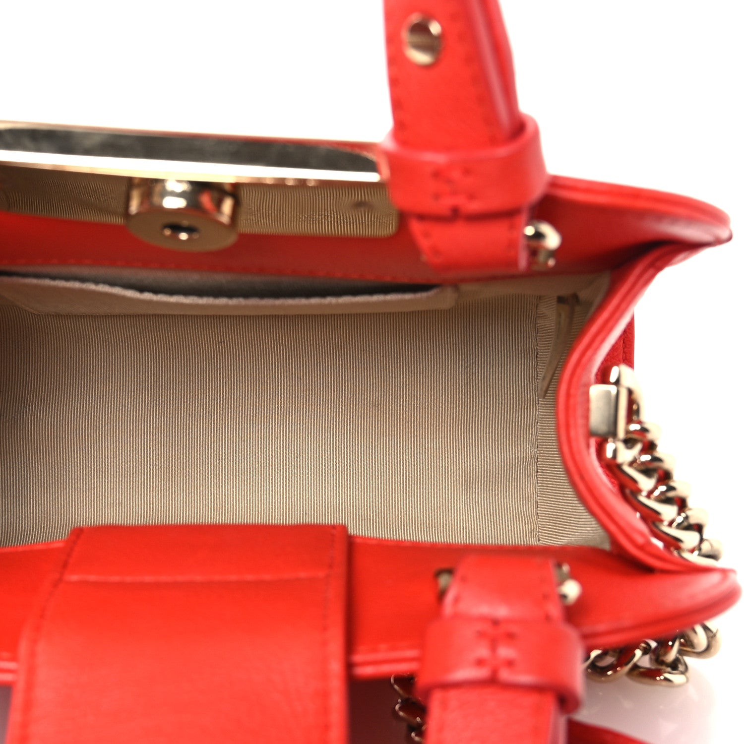 Chanel Grained Calfskin Stitched Mini Label Click Shopper Tote Red 5 of 11