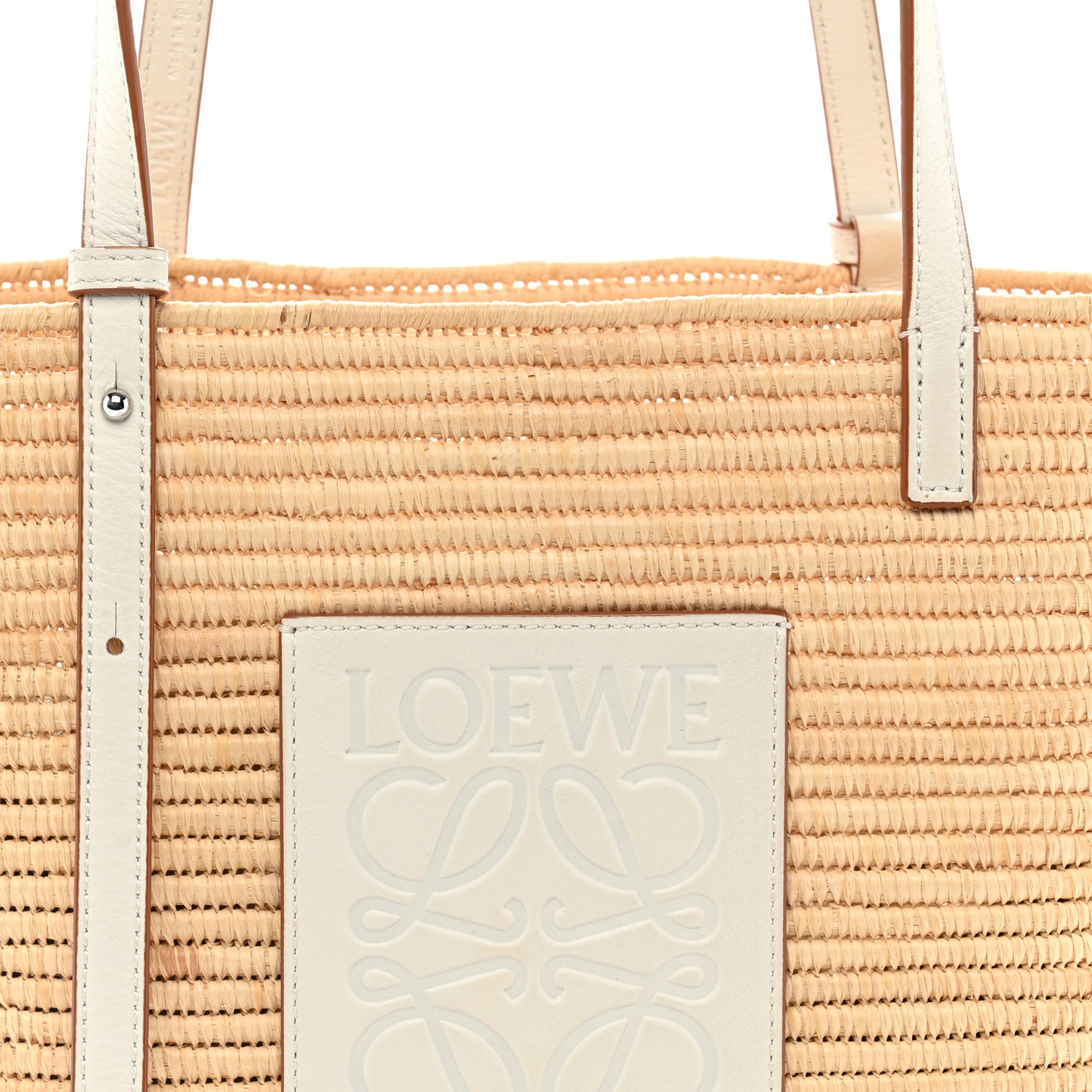 Raffia Square Small Basket Tote Bag Natural White