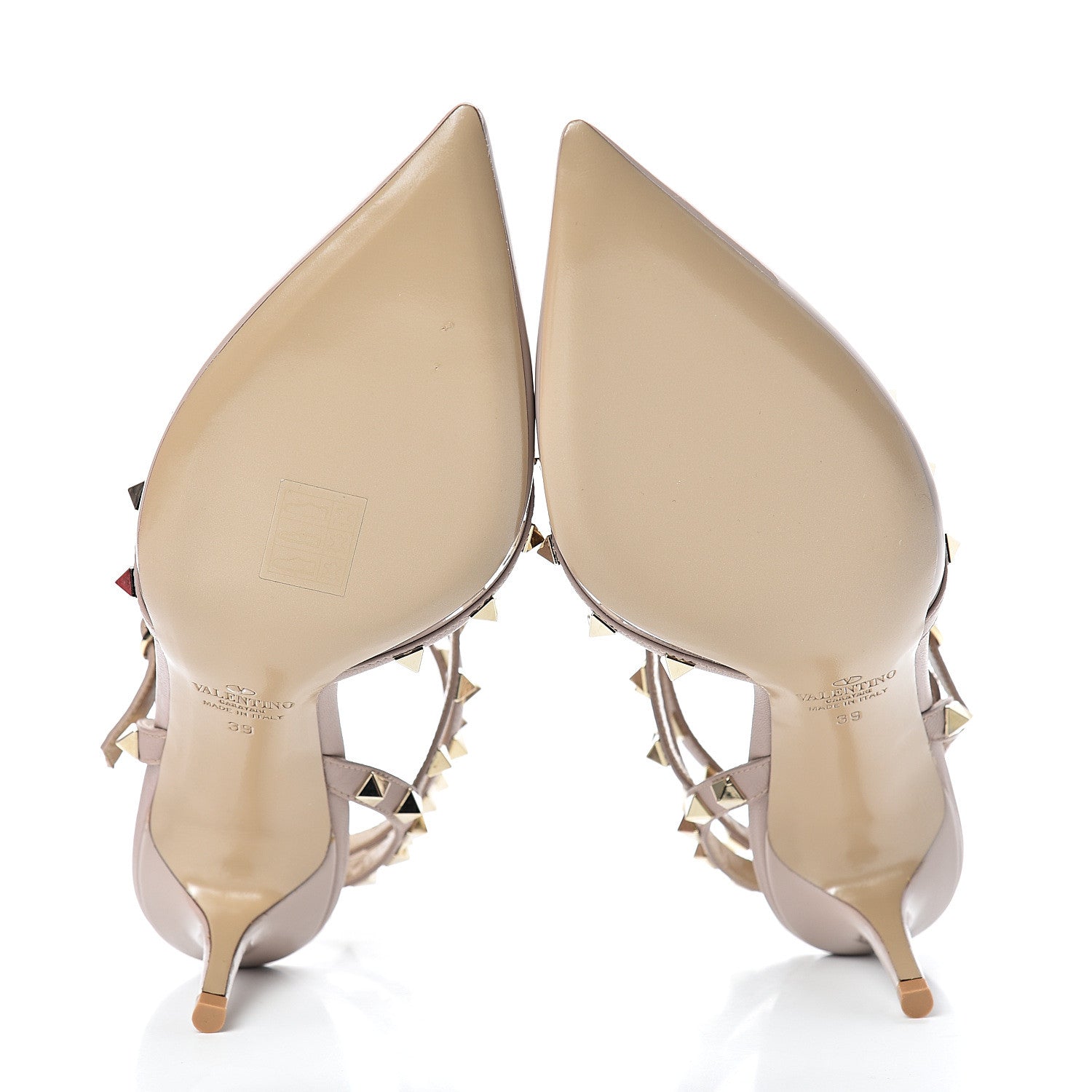 Valentino Garavani Patent Rockstud Ankle Strap Low Heel Pumps 39 Poudre 5 of 9