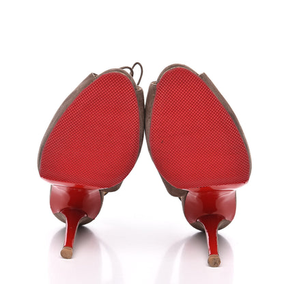 Christian Louboutin Suede Allegra 120 Peep Toe Pump 41 Lichen 5 of 10