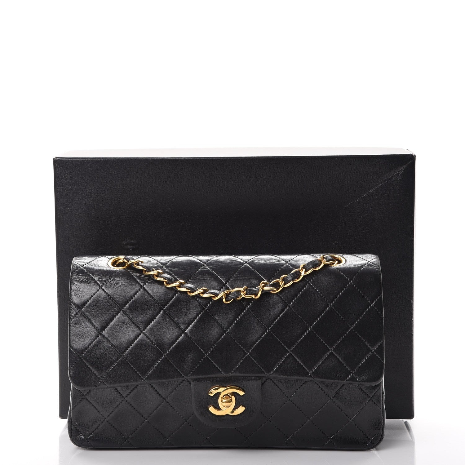 Chanel Lambskin Quilted Medium Double Flap Black 11 of 11