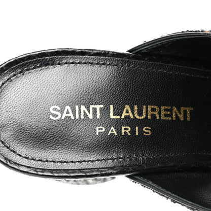 Saint Laurent Glitter LouLou 70 Mule Sandals 36 Black 7 of 9