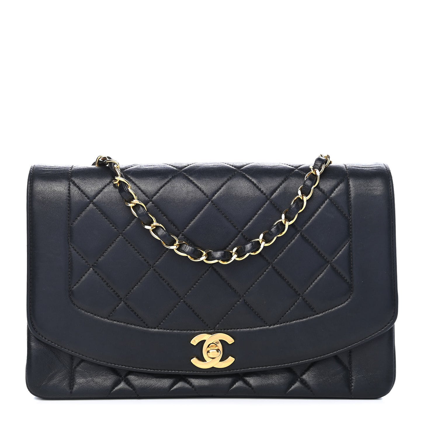 Lambskin Quilted Medium Single Flap Black