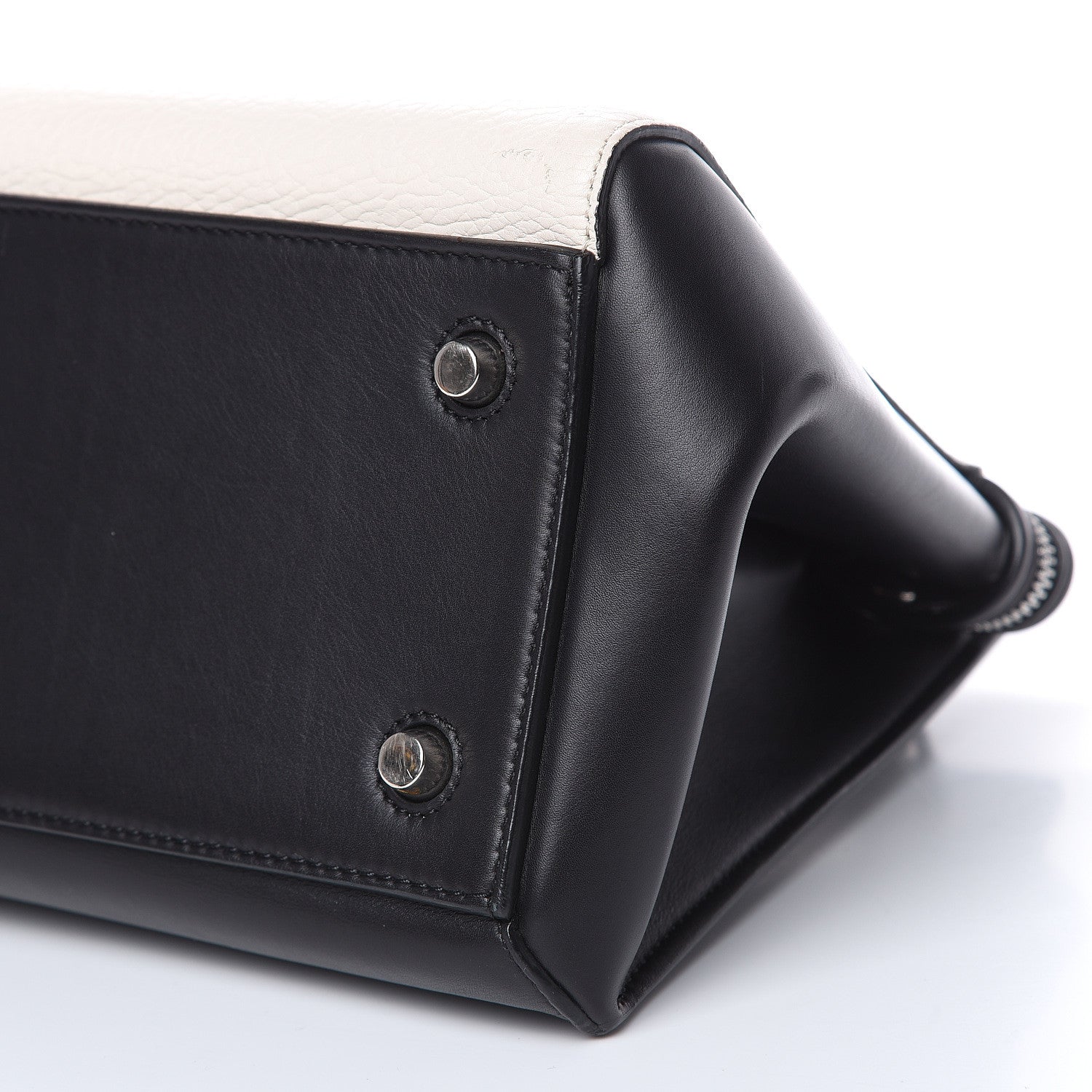 Celine Textured Calfskin Small Bi-Color Edge Shoulder Bag Black Cream 9 of 12