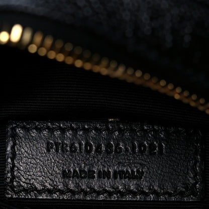 Saint Laurent Grain De Poudre Matelasse Chevron Quilted Round Vinyle Camera Bag Black 7 of 10