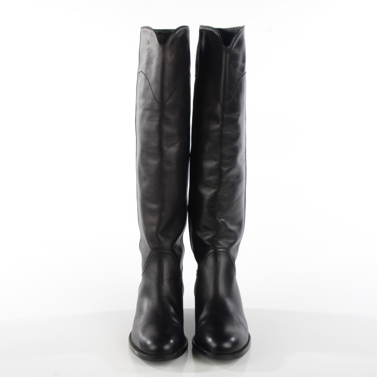 Chanel Lambskin Ascot Knee High CC Boots 36 Black 2 of 6