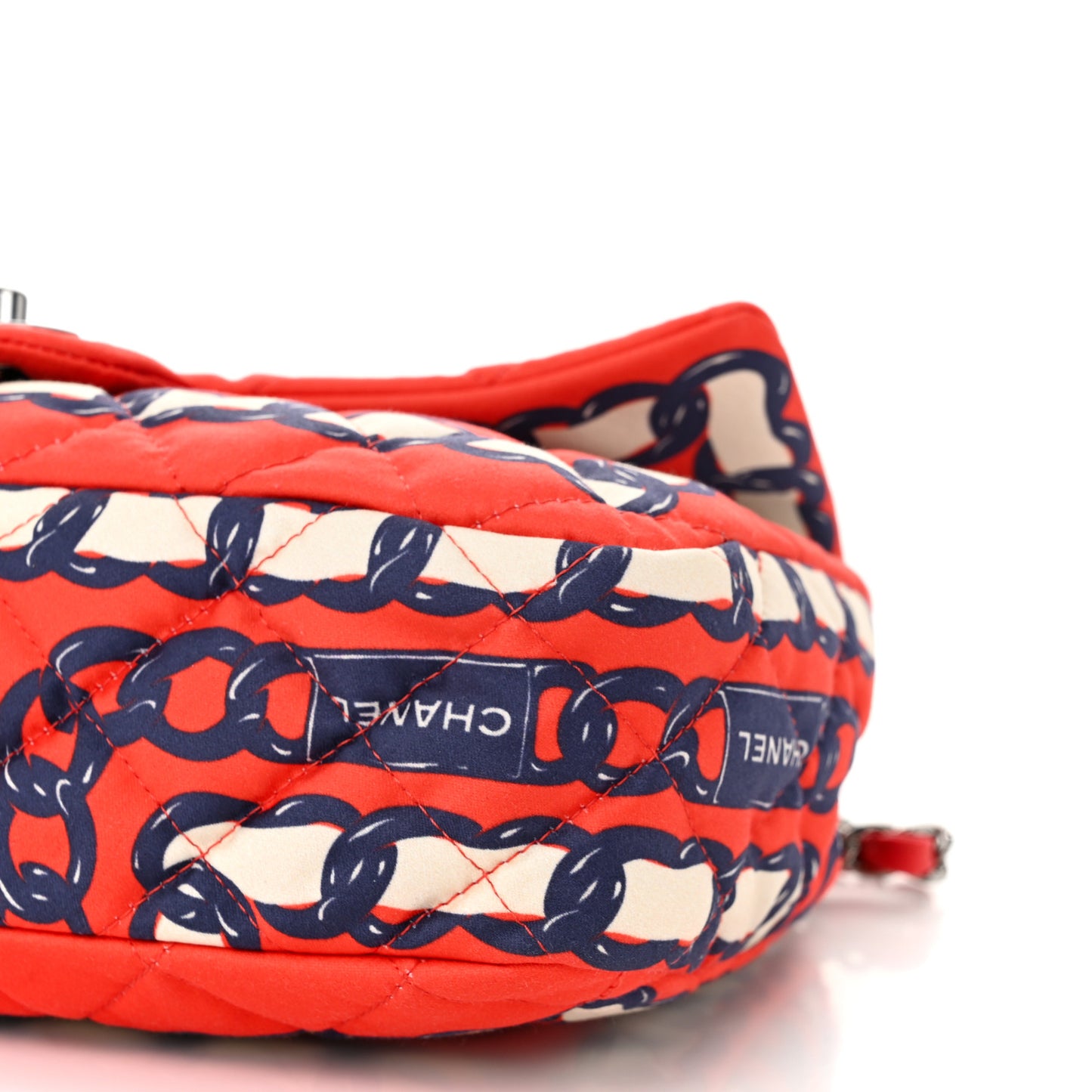 Silk Chain Printed Medium Single Flap Red