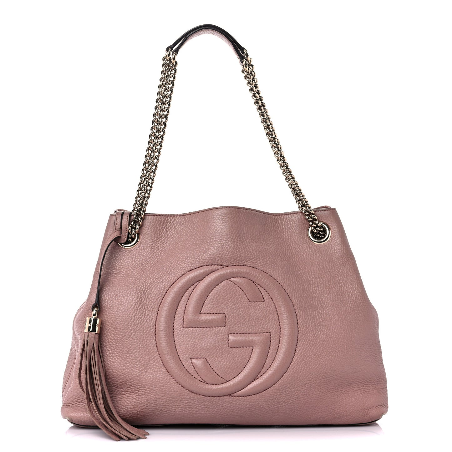 Pebbled Calfskin Medium Soho Chain Shoulder Bag Dark Cipria