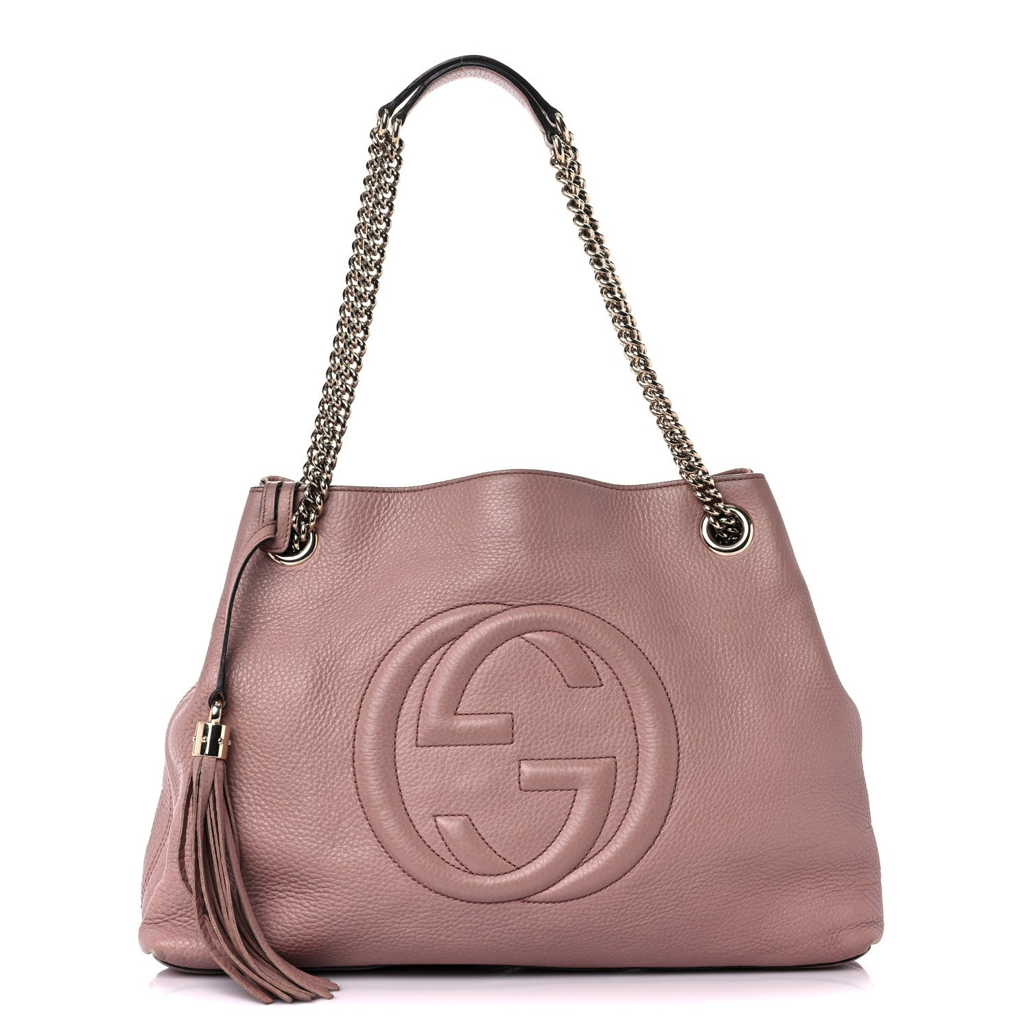 Gucci Pebbled Calfskin Medium Soho Chain Shoulder Bag Dark Cipria 1 of 23