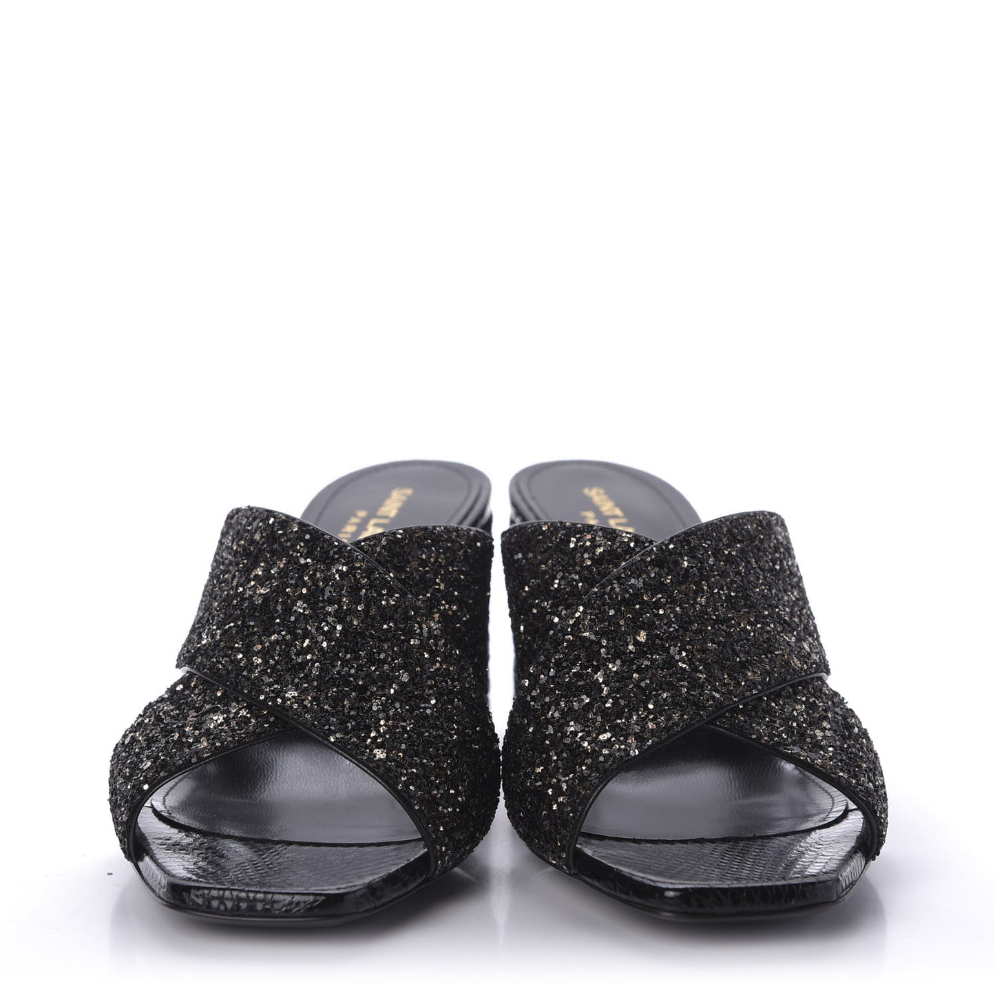 Glitter LouLou 70 Mule Sandals 37 Black Gold