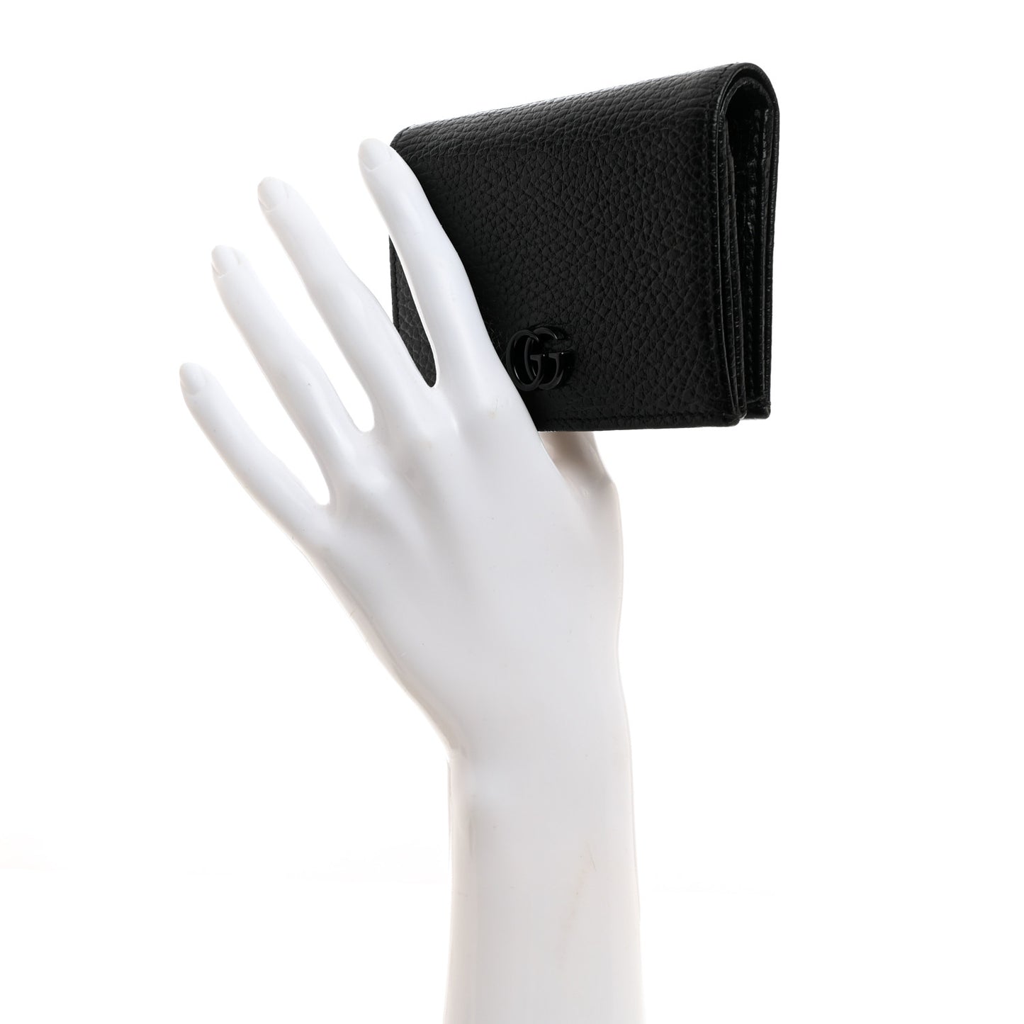 Dollar Calfskin Enamel Monochrome GG Marmont Card Case Black