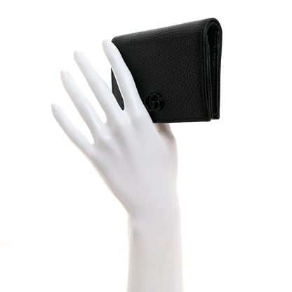 Gucci Dollar Calfskin Enamel Monochrome GG Marmont Card Case Black 2 of 8