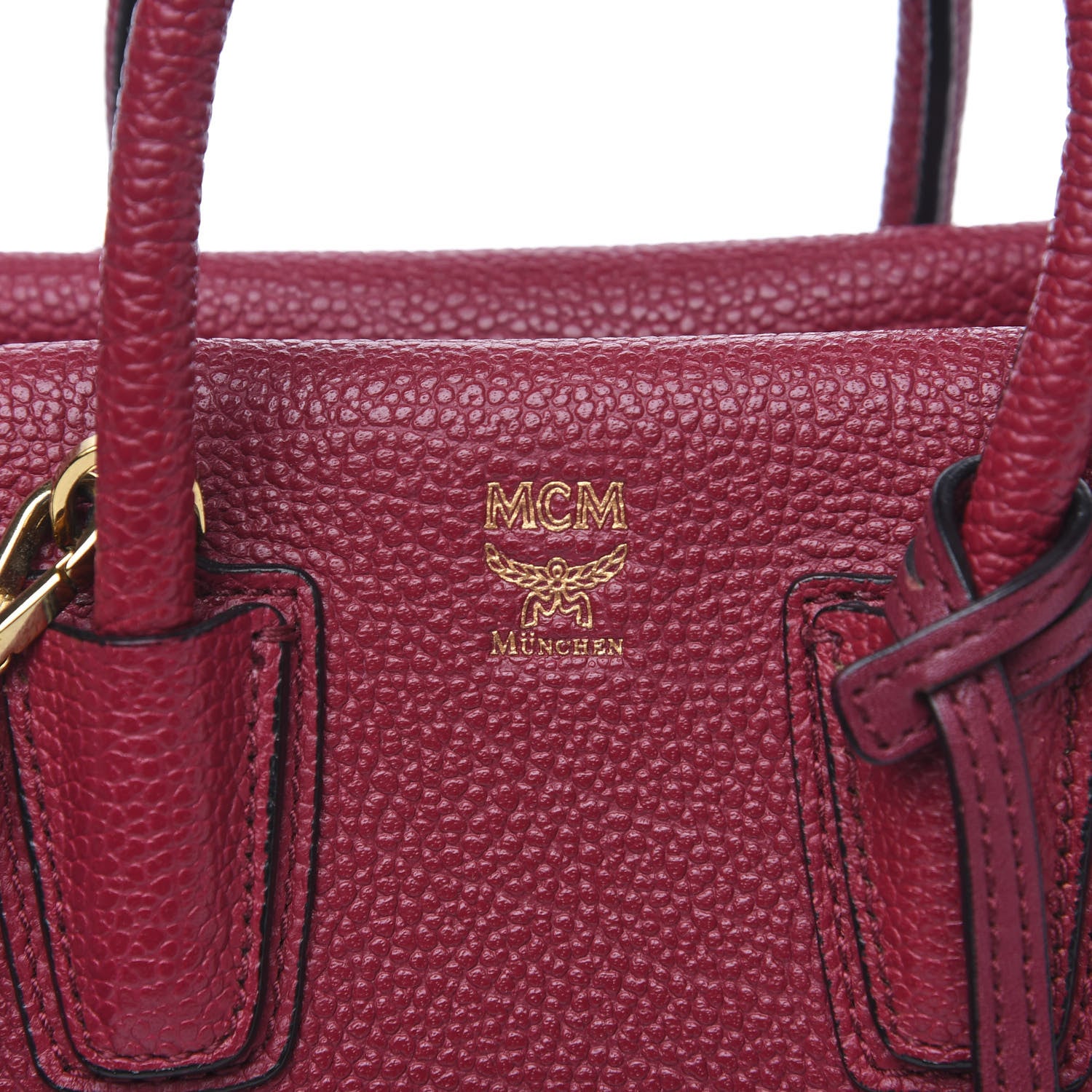 MCM Grained Calfskin Mini Milla Tote Burgundy 6 of 11