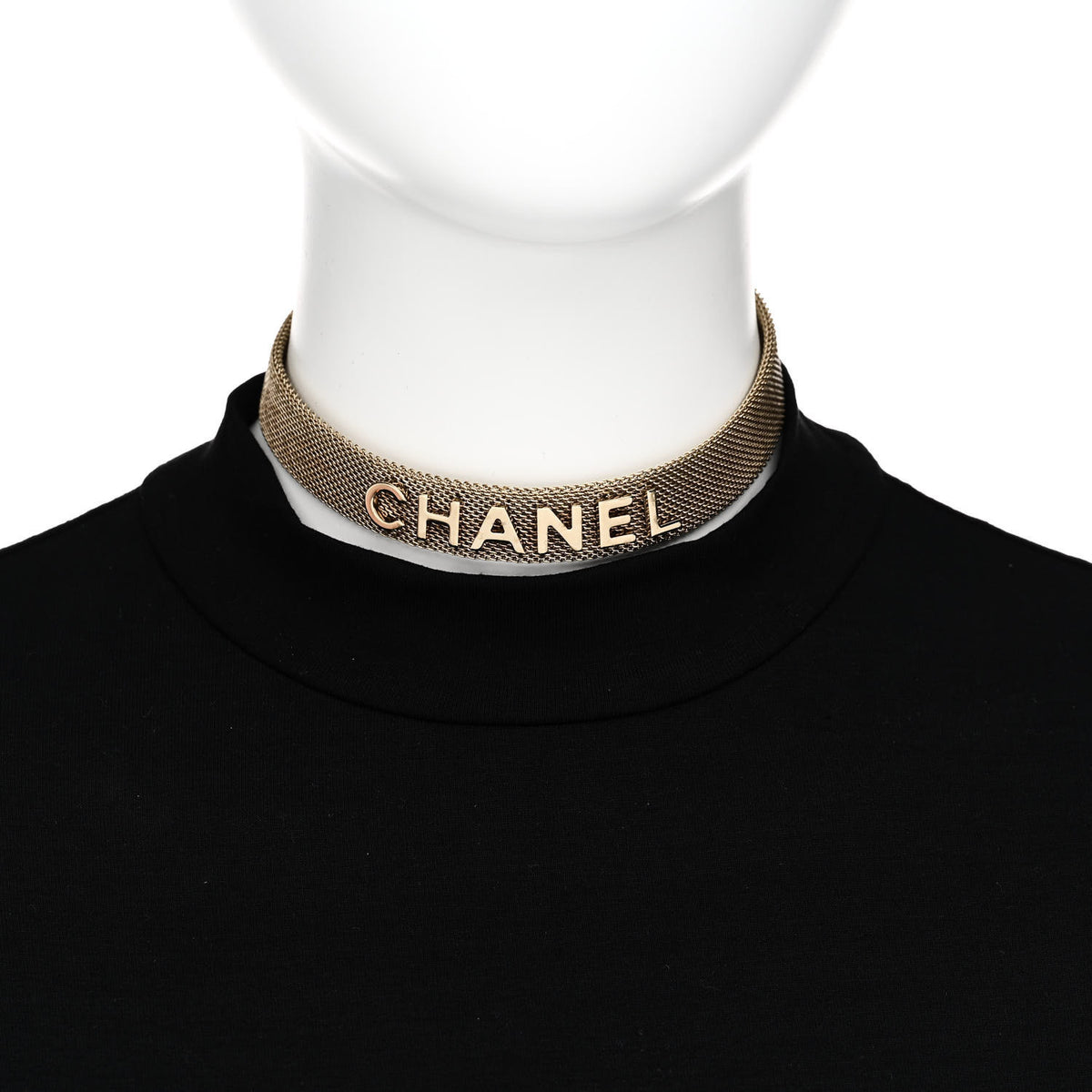 Chanel Mesh Logo Choker Necklace Gold 2 of 4