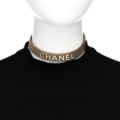 Chanel Mesh Logo Choker Necklace Gold 2 of 4