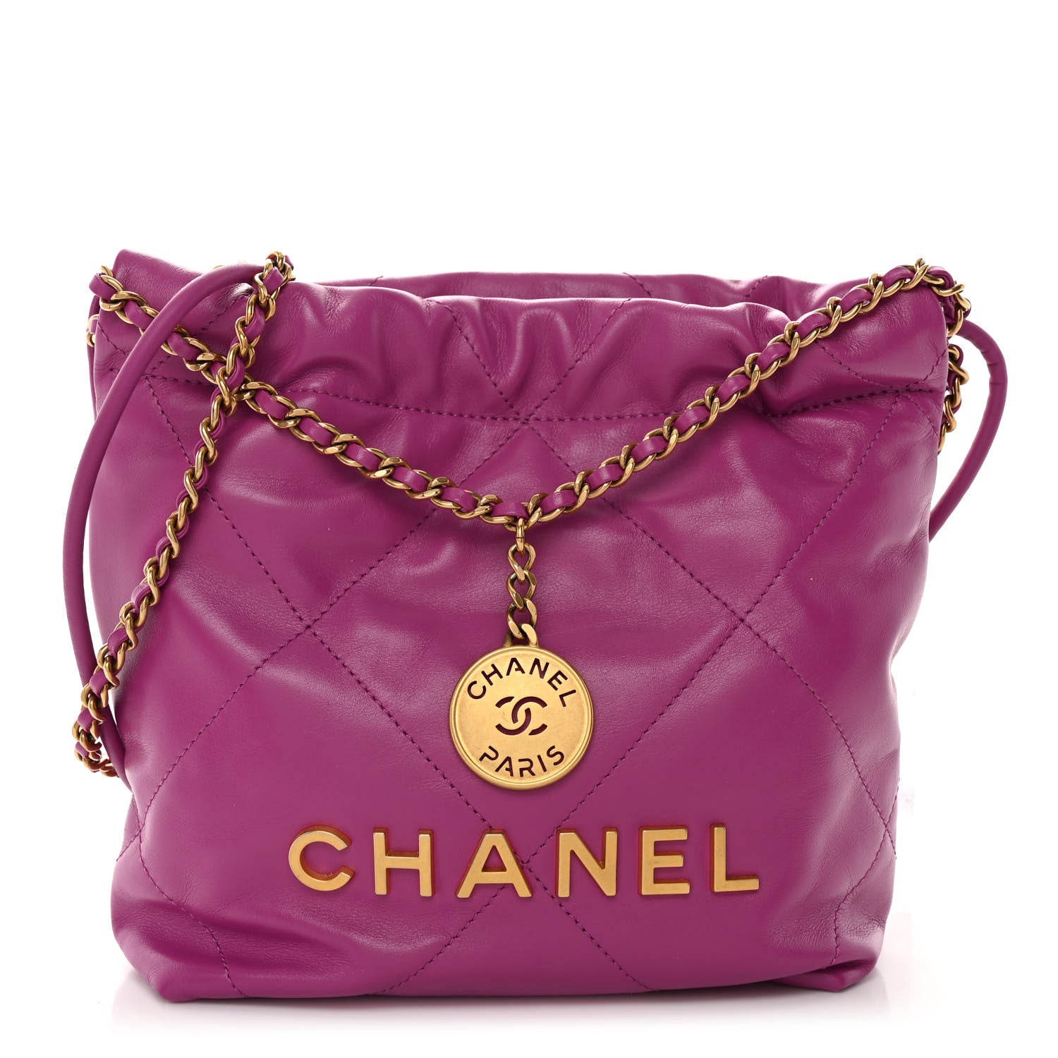 Chanel Shiny Calfskin Quilted Mini Chanel 22 Purple 1 of 10