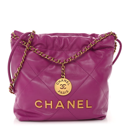 Chanel Shiny Calfskin Quilted Mini Chanel 22 Purple 1 of 10