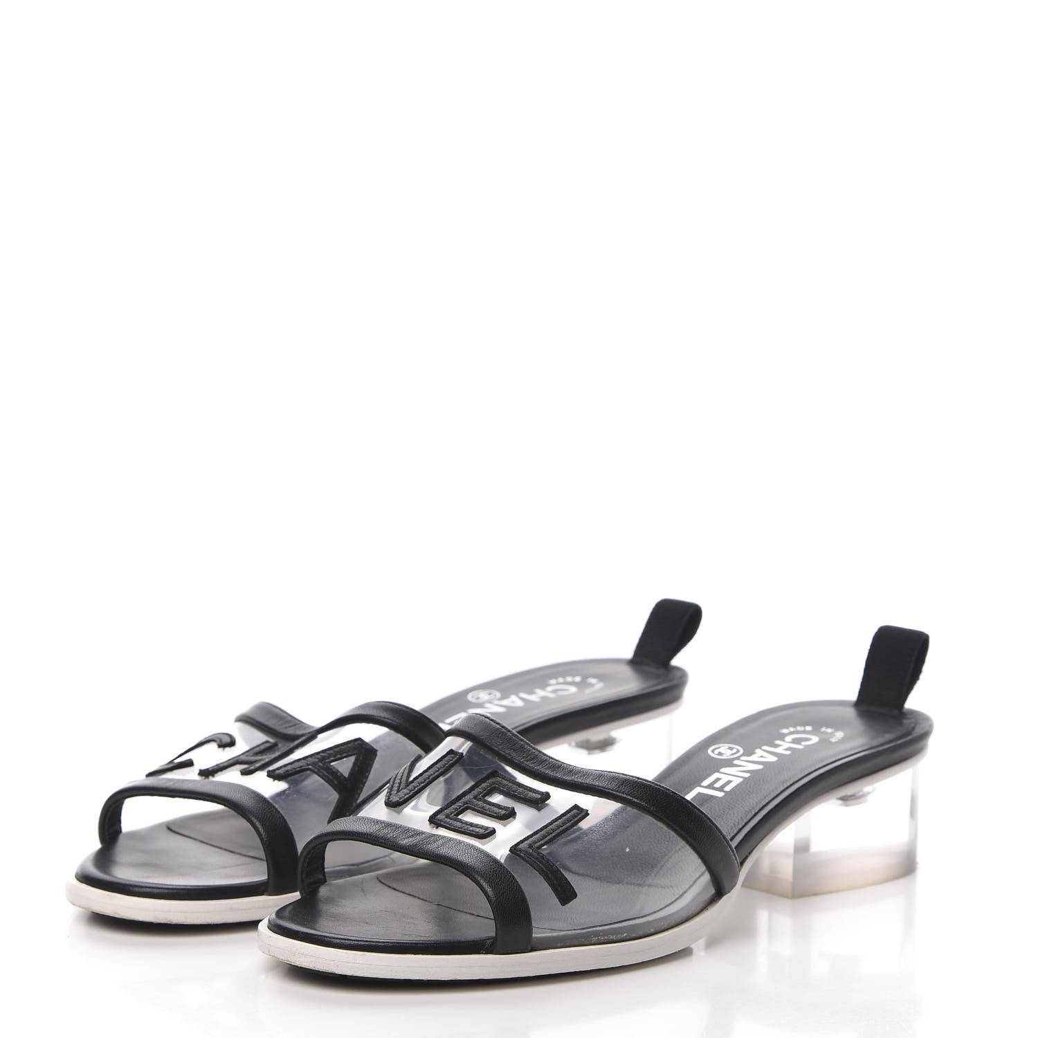 Chanel PVC Lambskin Logo Mules 37 Black 3 of 10