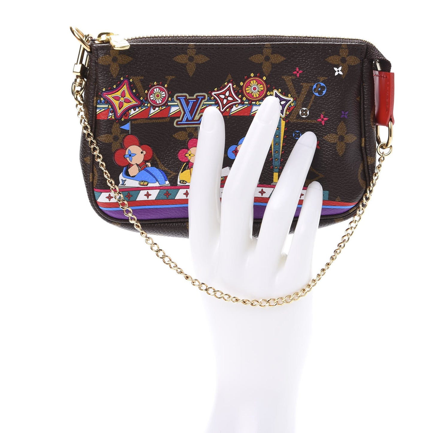 Monogram 2020 Christmas Animation Bumper Cars Mini Pochette Accessories Coquelicot