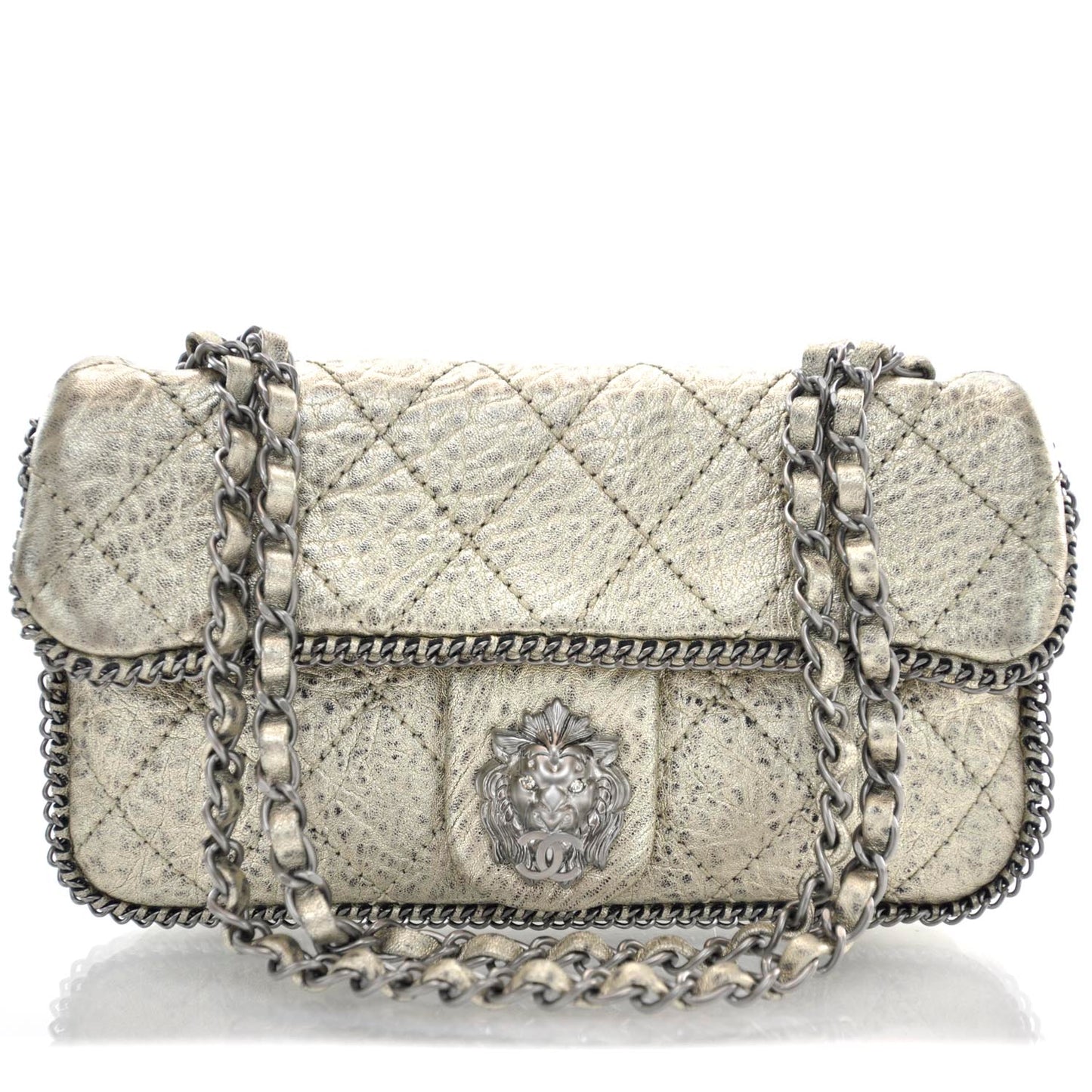 Leather Medium Leo Lion Flap Metallic