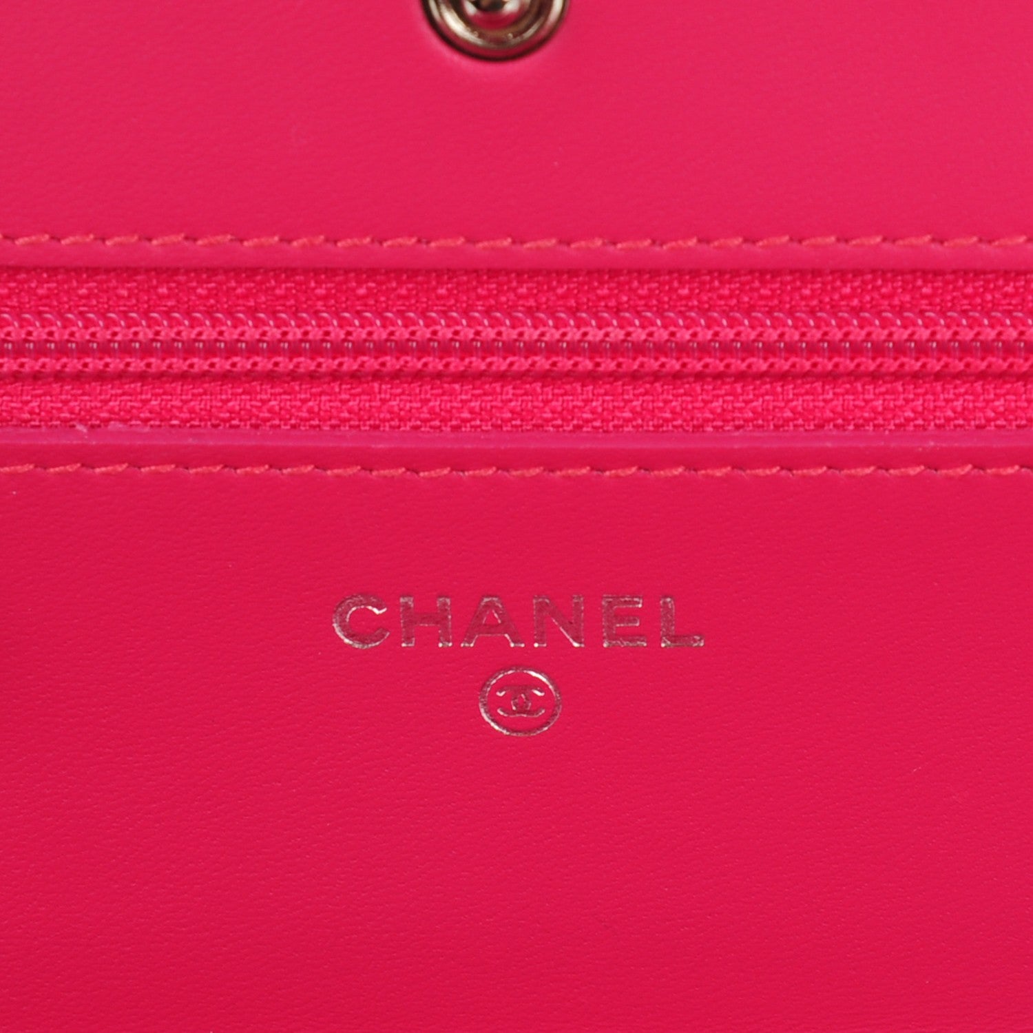 Chanel Patent Quilted Wallet On Chain WOC Fuchsia 6 of 8