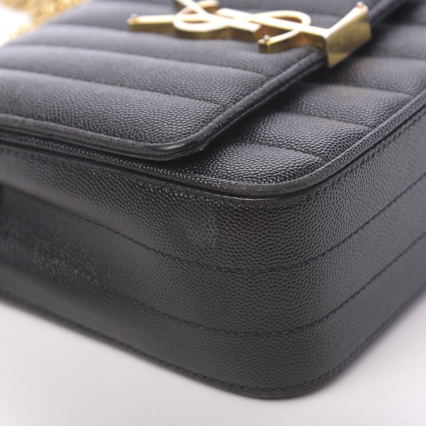 Grain De Poudre Matelasse Monogram Small Vicky Chain Bag Black