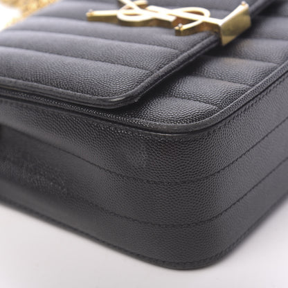 Saint Laurent Grain De Poudre Matelasse Monogram Small Vicky Chain Bag Black 11 of 12
