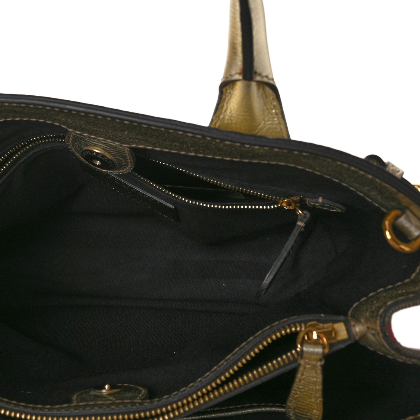 Metallic Grainy Calfskin House Check Medium Banner Tote Gold