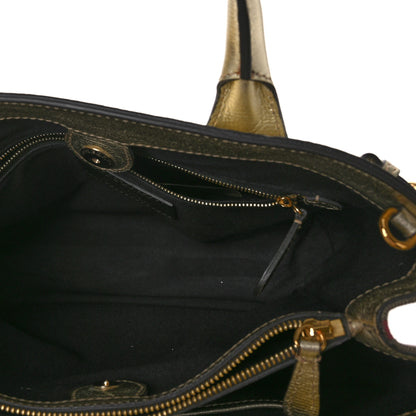 Burberry Metallic Grainy Calfskin House Check Medium Banner Tote Gold 5 of 9