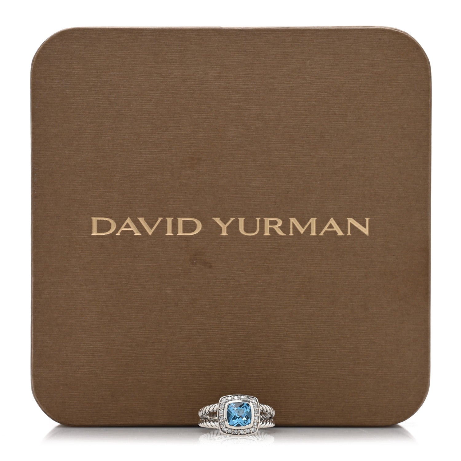 David Yurman Sterling Silver Diamond Blue Topaz 7mm Petite Albion Ring 52 6 5 of 5