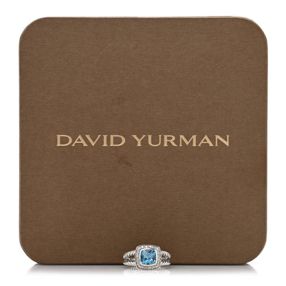 David Yurman Sterling Silver Diamond Blue Topaz 7mm Petite Albion Ring 52 6 5 of 5