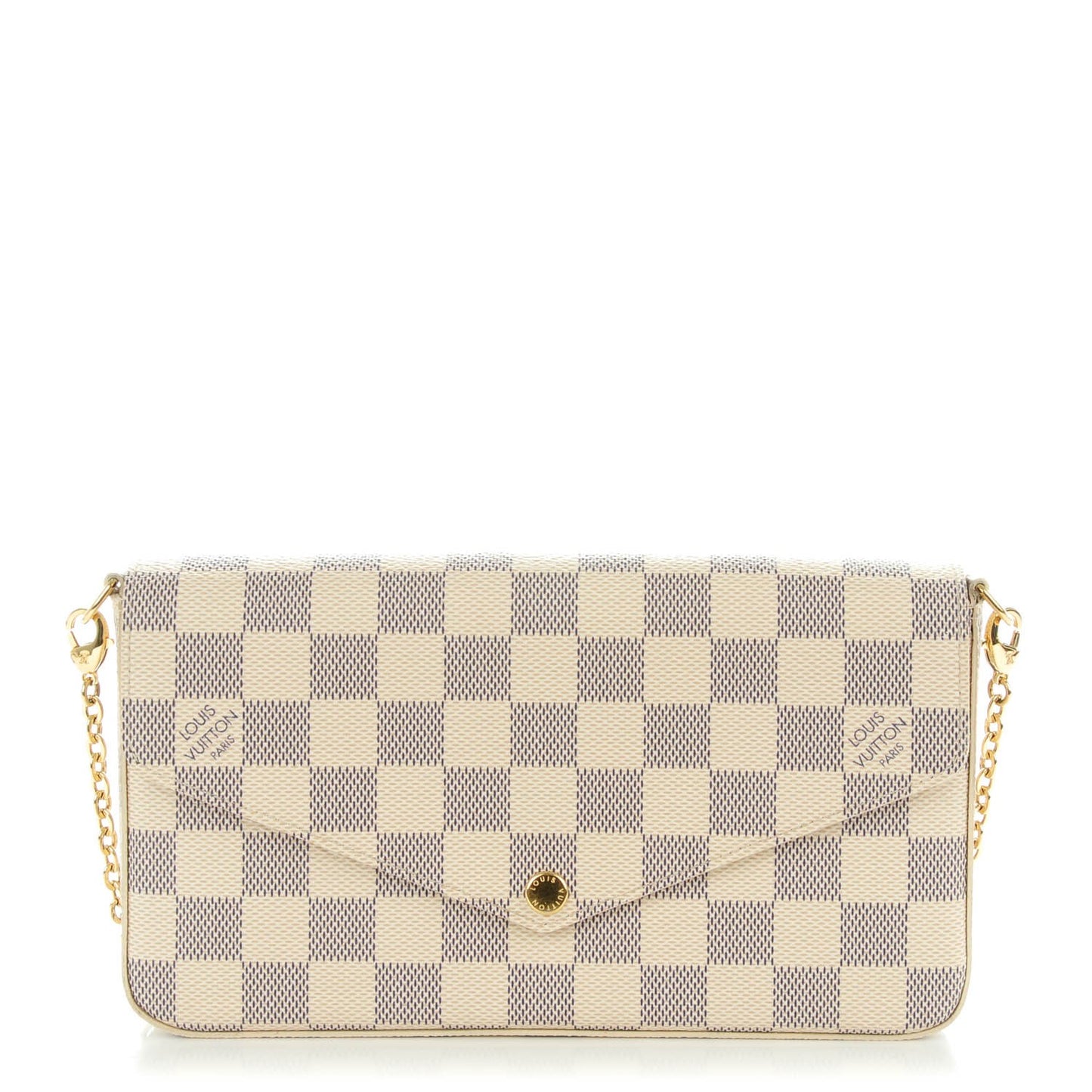 Damier Azur Pochette Felicie Chain Wallet Rose Ballerine
