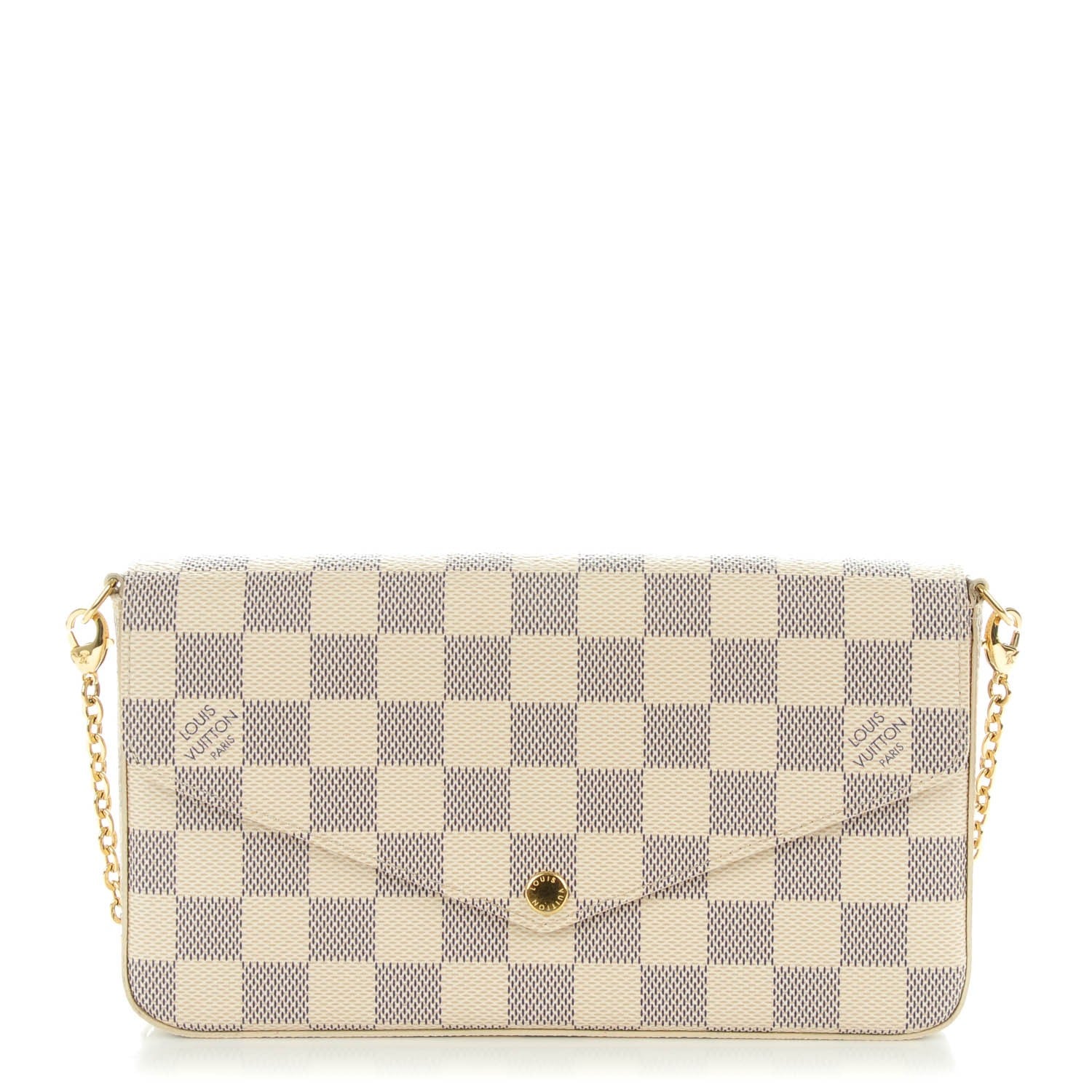 Louis Vuitton Damier Azur Pochette Felicie Chain Wallet Rose Ballerine 1 of 9