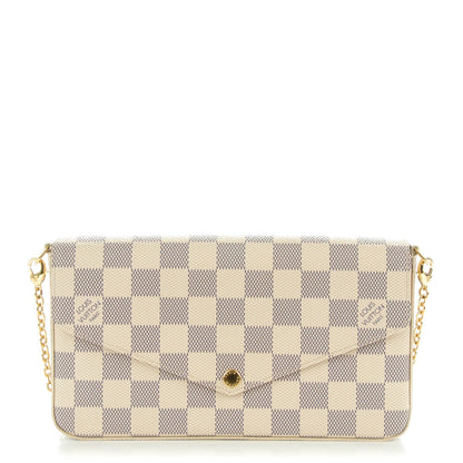 Louis Vuitton Damier Azur Pochette Felicie Chain Wallet Rose Ballerine 1 of 9