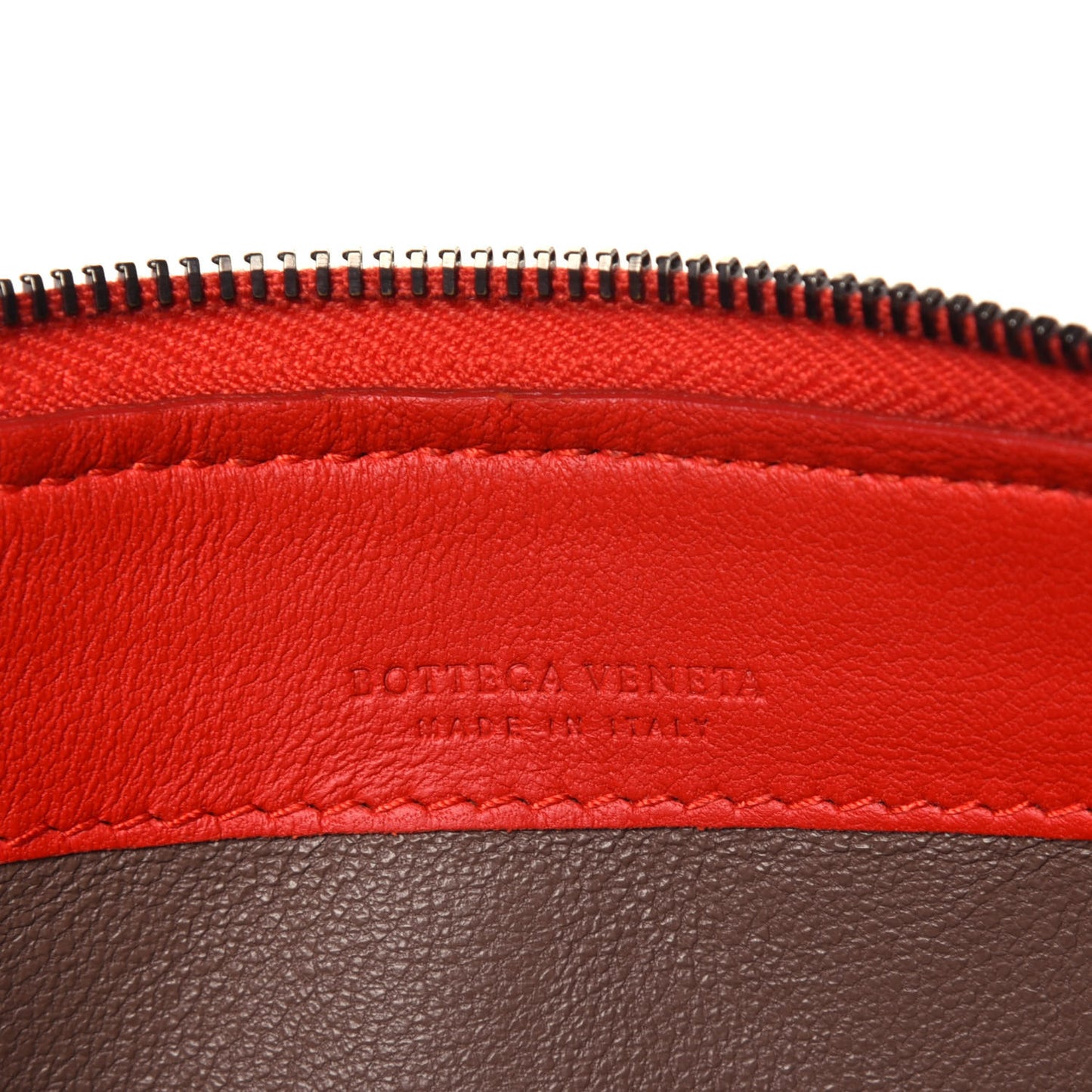 Nappa Intrecciato Half Zip Around Wallet Red