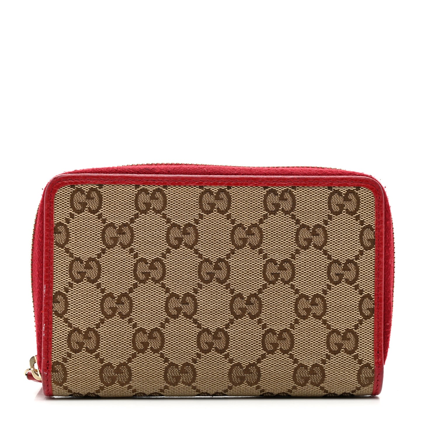 Monogram Dollar Calfskin Zip Around Compact Wallet Beige Ebony Rosso