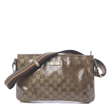 Gucci Crystal Monogram Web Small Flat Messenger Crossbody Bronze 1 of 10
