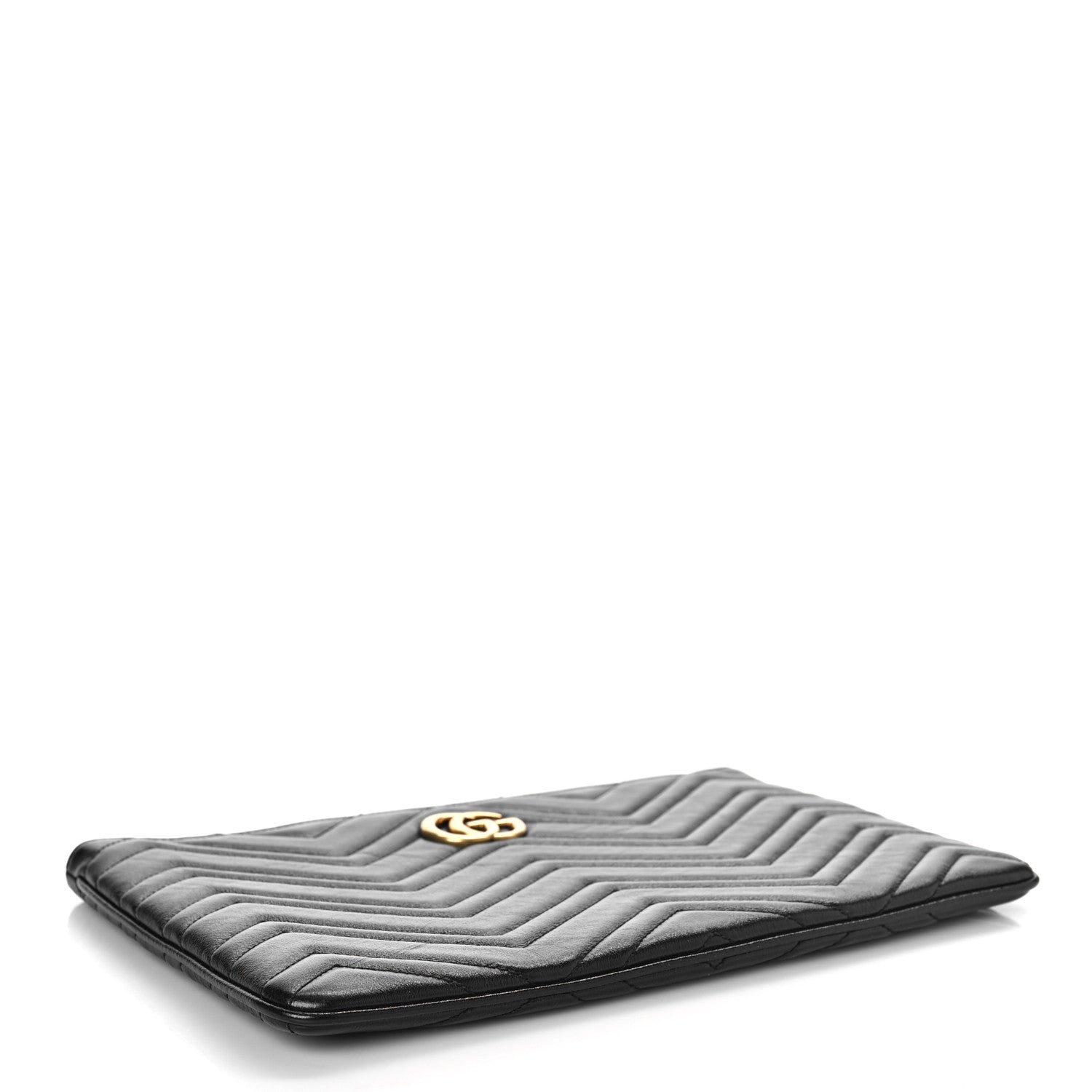 Gucci Azalea Calfskin Matelasse Heart GG Marmont Zip Pouch Black 4 of 9