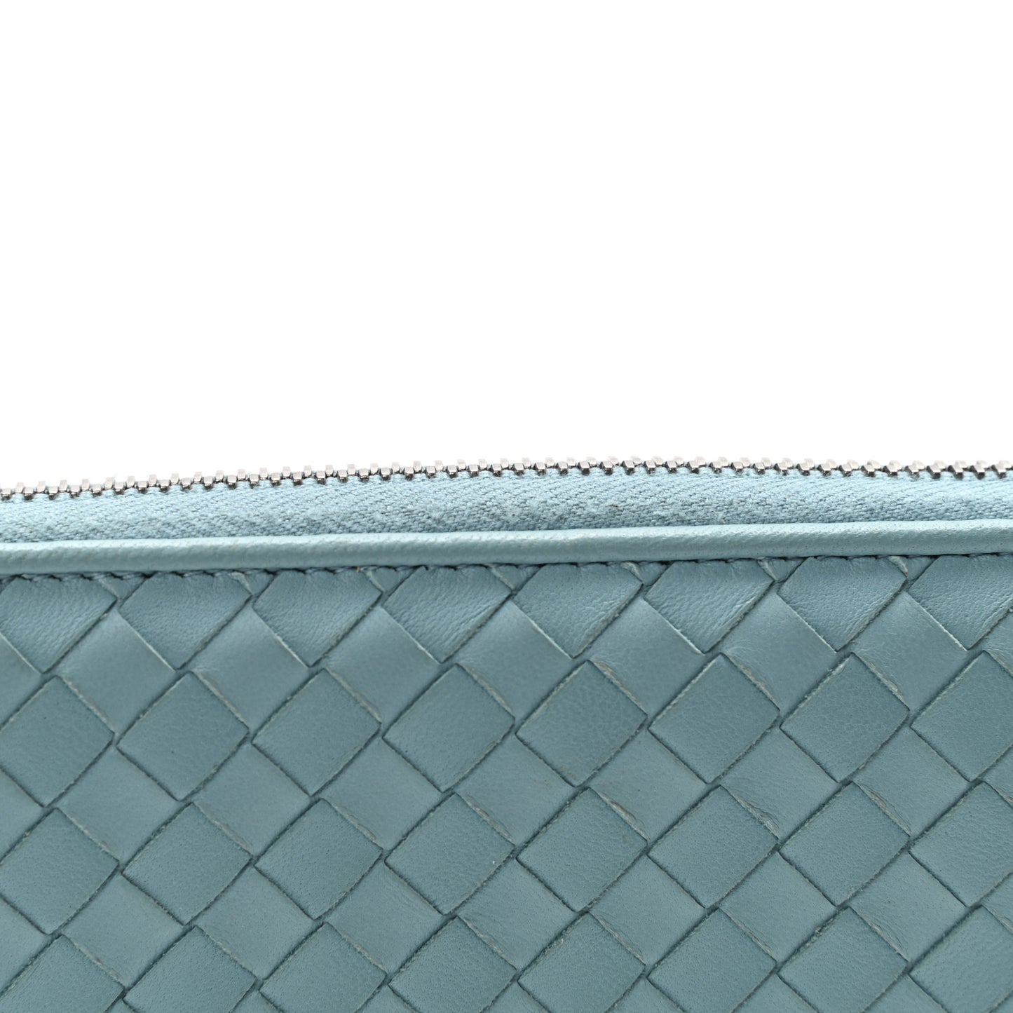 Nappa Intrecciato Zip Around Wallet Aqua