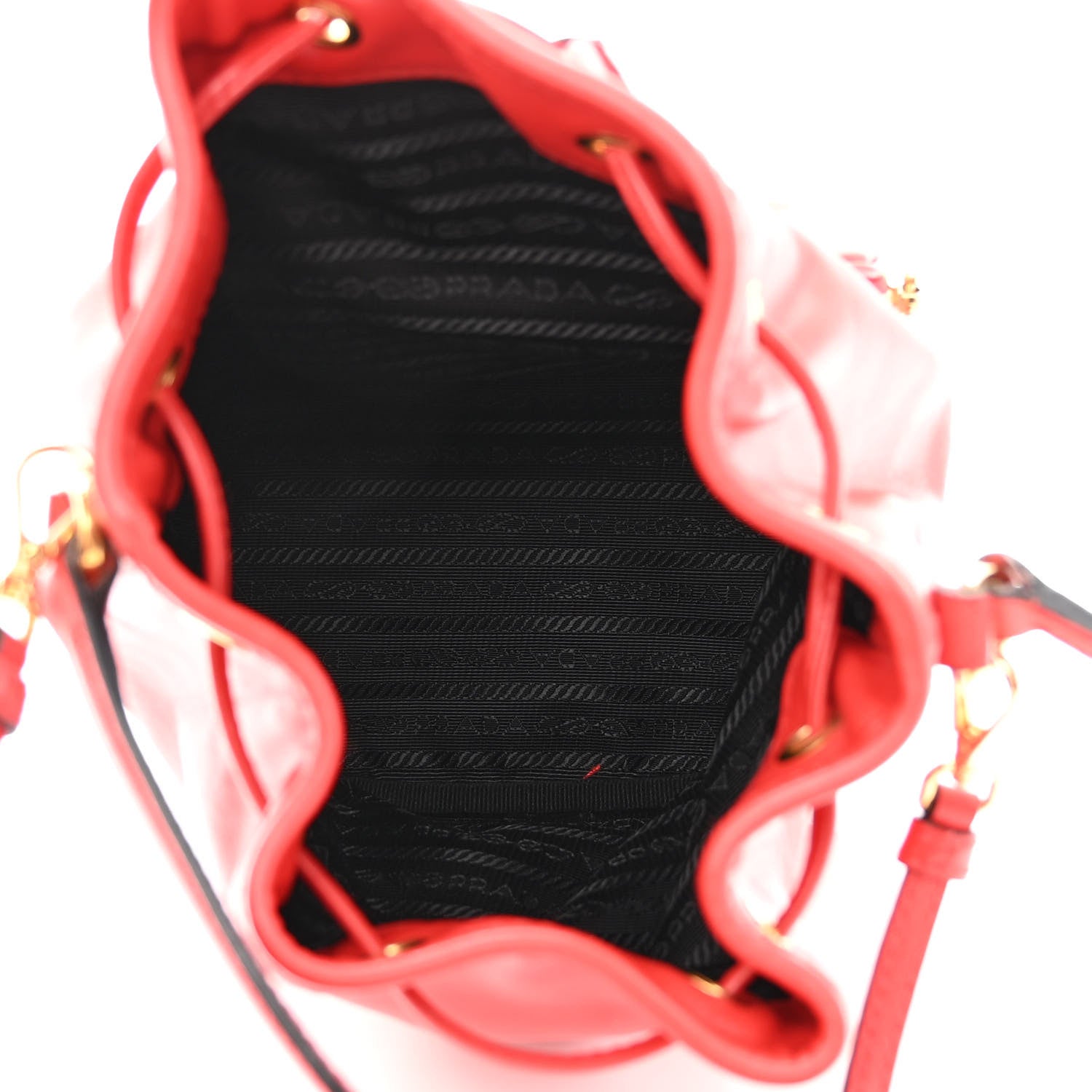 Prada Glace Calfskin Logo Mini Bucket Crossbody Bag Red 5 of 10