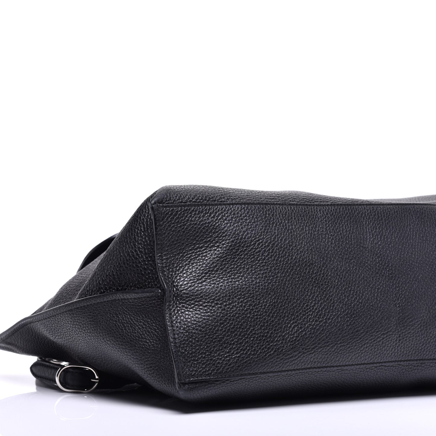 Pebbled Calfskin Large Bamboo Daily Top Handle Bag Black
