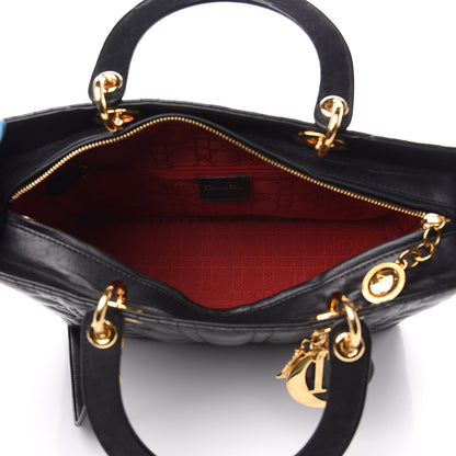 Christian Dior Lambskin Cannage Large Lady Dior Black 4 of 12